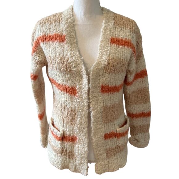525 America Fuzzy Mohair Cardigan Sweater Off White Pumpkin M - Picture 1 of 6